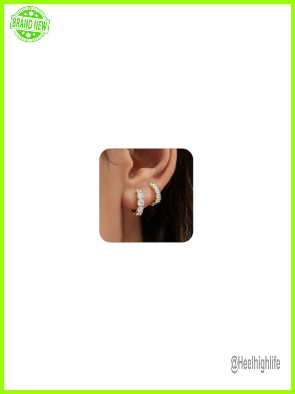14K Gold Plated Cubic Zirconia Hoop Earrings Hypoallergenic Set
